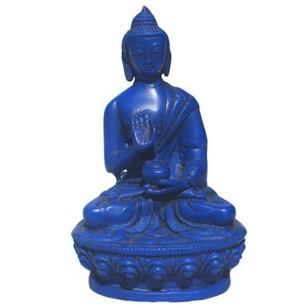 Blessing Buddha Statue ,Meditating Buddha, Small Buddha Statue, Blue Buddha Statue for Meditation and Alter for Peace and Protection