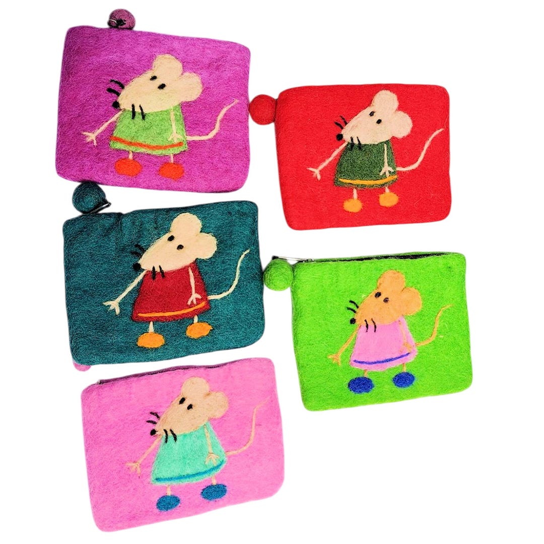 Mouse Wallet Pattern Handcrafted Felt Mouse Coin Purse Set: Himalayan Artisan Wallets - Etsy