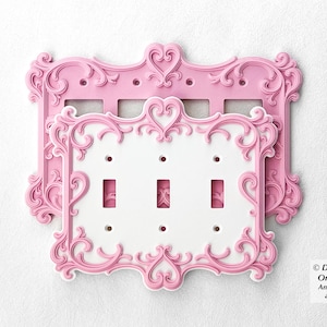 Rococo Väggplatta Skydd Romantisk Heminredning Vippströmbrytare Rosa 3-4 Gang