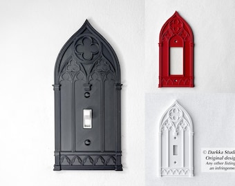 Placa embellecedora gótica para interruptor de luz: decoración de pared medieval oscura