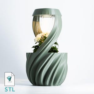 RainLight Planter STL + 3MF  |  Waterproof LED + Rain Drop feature | Plant Pot STL to 3D print