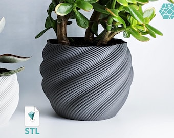 Plant Pot STL 3D Print File for Planters and big Plant Pots to 3D Print | Flower Pot + Drain Tray  |  Instant Download