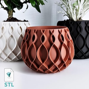 Plant Pot STL 3D Print File Model "Bellvere" for Planters and big Plant Pots to 3D Print | Flower Pot |  Instant Download