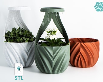 Rain Plant Pot STL "CloudDrop" | Planer STL to 3D print | Rain Drop + Twist  Snap Drain Tray