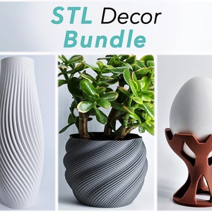 3D Print File STL Pack - Homedecor 3D Bundle - Vase, Egg Cup, Plant Pot - Instant Download