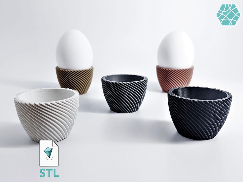 3D Printed Egg Cup STL File: Modern Kitchen Decor (Bambu Studio 3MF) image 1