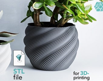 Fichier d'impression 3D STL de pots de fleurs pour jardinières et grands pots de plantes à imprimer en 3D | Pot de fleurs + égouttoir | Téléchargement instantané