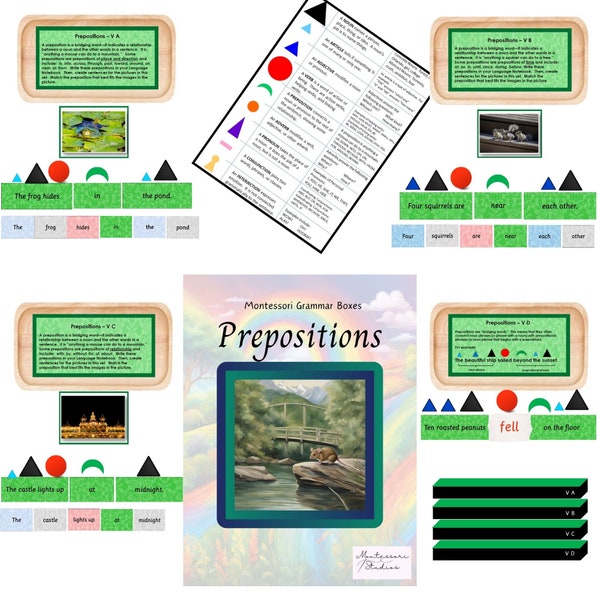 Montessori Grammar Box, Prepositions, Parts of Speech, Language