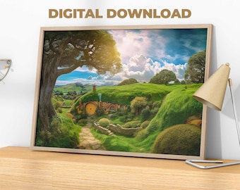 The Shire Poster Print Lord of the Rings Wall Art | the Shire Painting ...