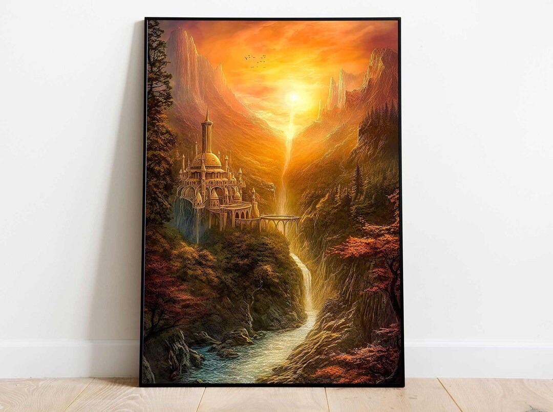 Rivendell Poster Wall Art Lord of the Rings Painting Rivendell Painting