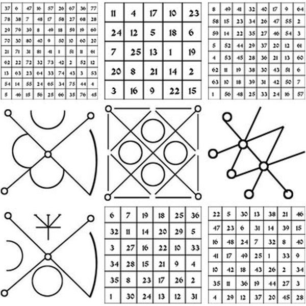 The Seven Planetary Kameas and Seals Witchcraft Pack Jupiter Mercury Mars Venus Sun Moon Saturn Magic Squares SVG and PNG Design Files