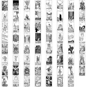 Ryder Waite Tarot Deck SVG Lineart Cards Juego completo 78 cartas Adivinación