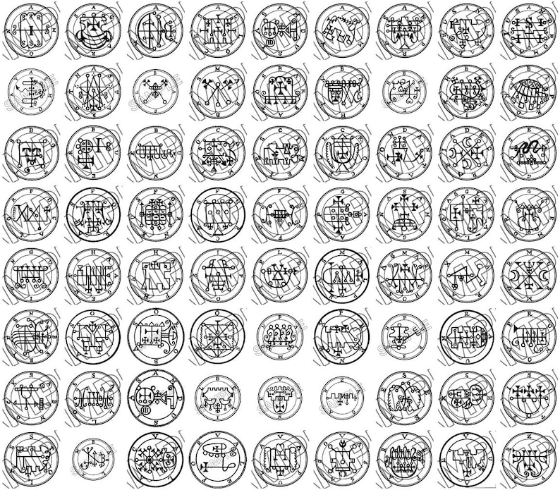 All 72 Goetia Demon Sigils Pack Goetia Occult Black Magic - Etsy