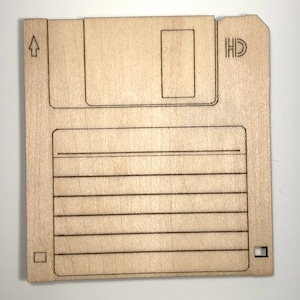 Retro Floppy Disk Wood Coaster: Engraved Nostalgic Design