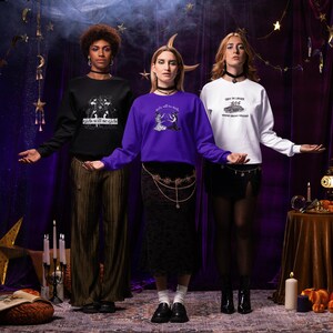 Sudadera con capucha de bruja para niñas, unisex, con cuello redondo, para Halloween, con hechizos de bruja, ropa de otoño espeluznante, regalo para ella