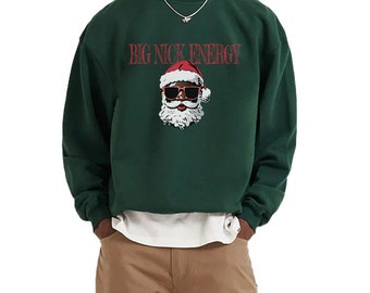 Edición de Papá Noel genial de Big Nick Energy, ropa festiva y segura, camiseta de Papá Noel de color, domina la temporada, gafas de sol de Papá Noel, elegancia invernal segura
