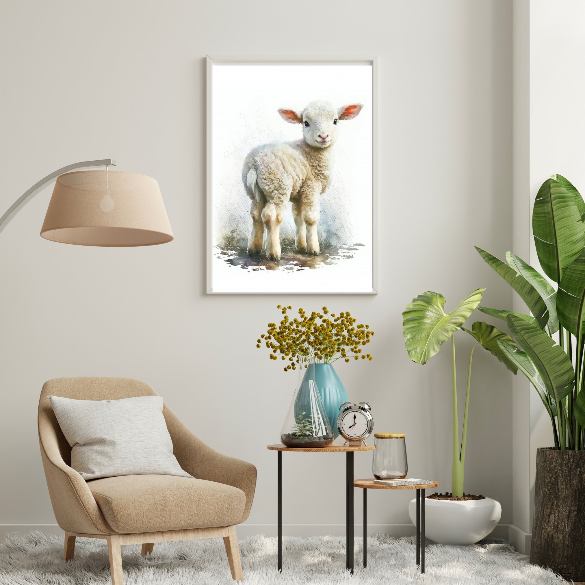 Cute Baby Lamb Nursery Digital Wall Art Instant Download Printable