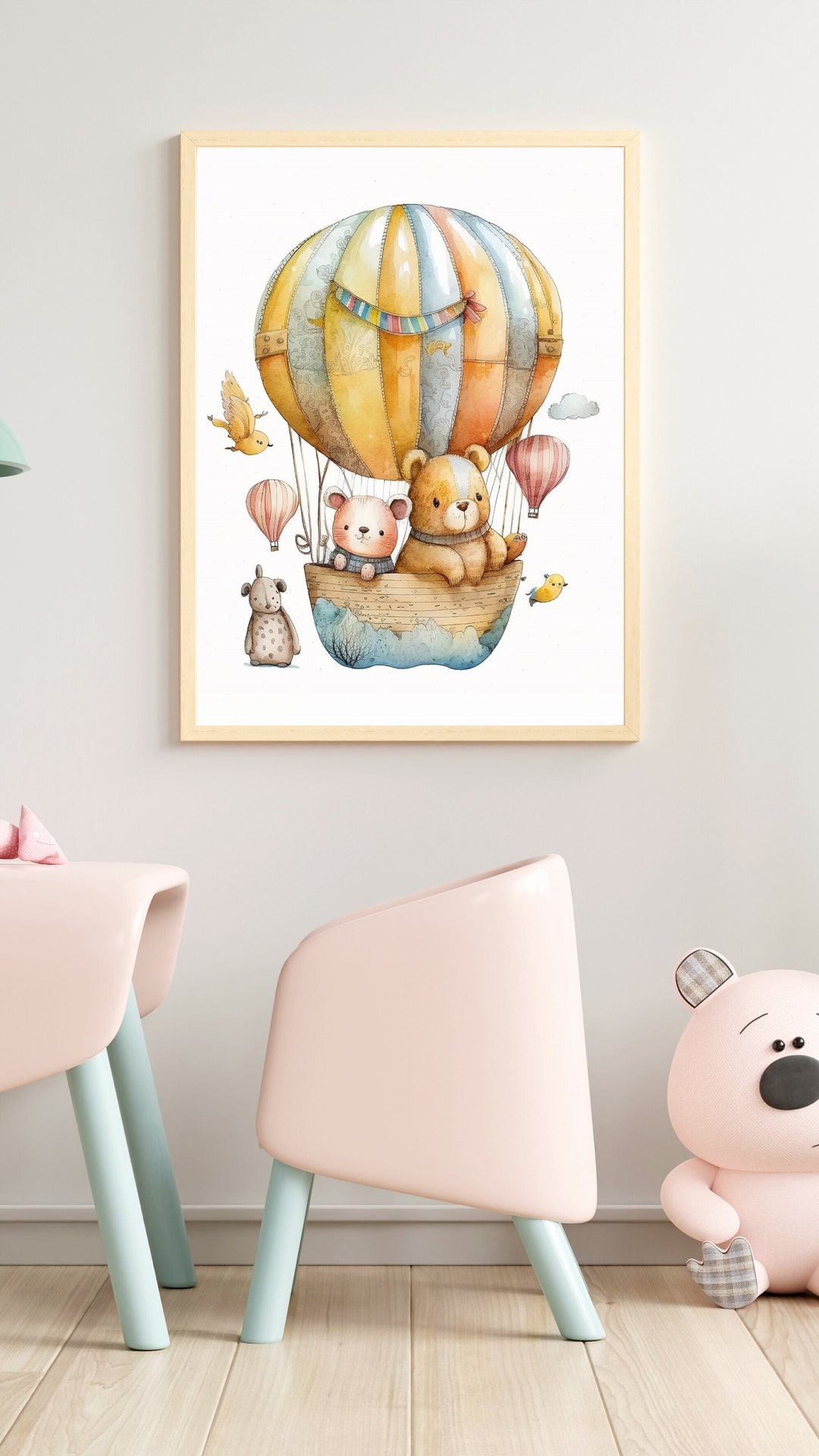 Hot Air Balloon Nursery Print, Hot Air Balloon Print, Vintage, Travel