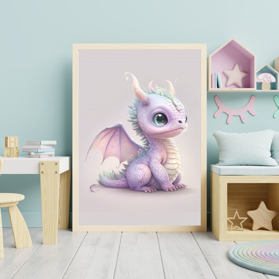 Adorable Baby Dragon Digital Art Wall Art Instant Download Nursery