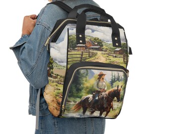 Western Adventure: Multifunctional Diaper Backpack for Stylish and Practical Parenting