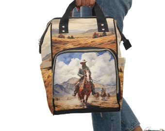 Western Adventure: Multifunctional Diaper Backpack for Stylish and Practical Parenting