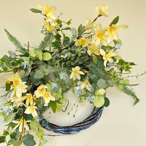 24&quot; Front door spring every day magnolia eucalyptus fern  welcome wreath weddings Birthday gifts, moving gifts, gifts for friends