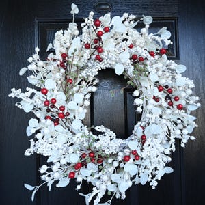 Front door wreath Spring Every day RedBerry Christmas wreath winter wreath Gift wreath 24"wreath