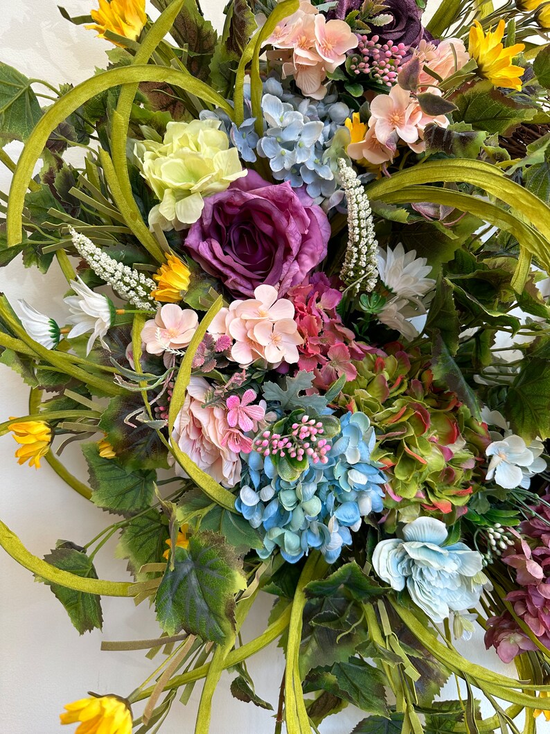 Hydrangea Eucalyptus Spring Wreath, Front Door Decor, 36