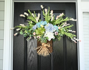 26" hydrangea Basket wreaths for front door wreaths Baskets for Door, Outdoor Decor, Door Wreaths, Every day Decor, Gift