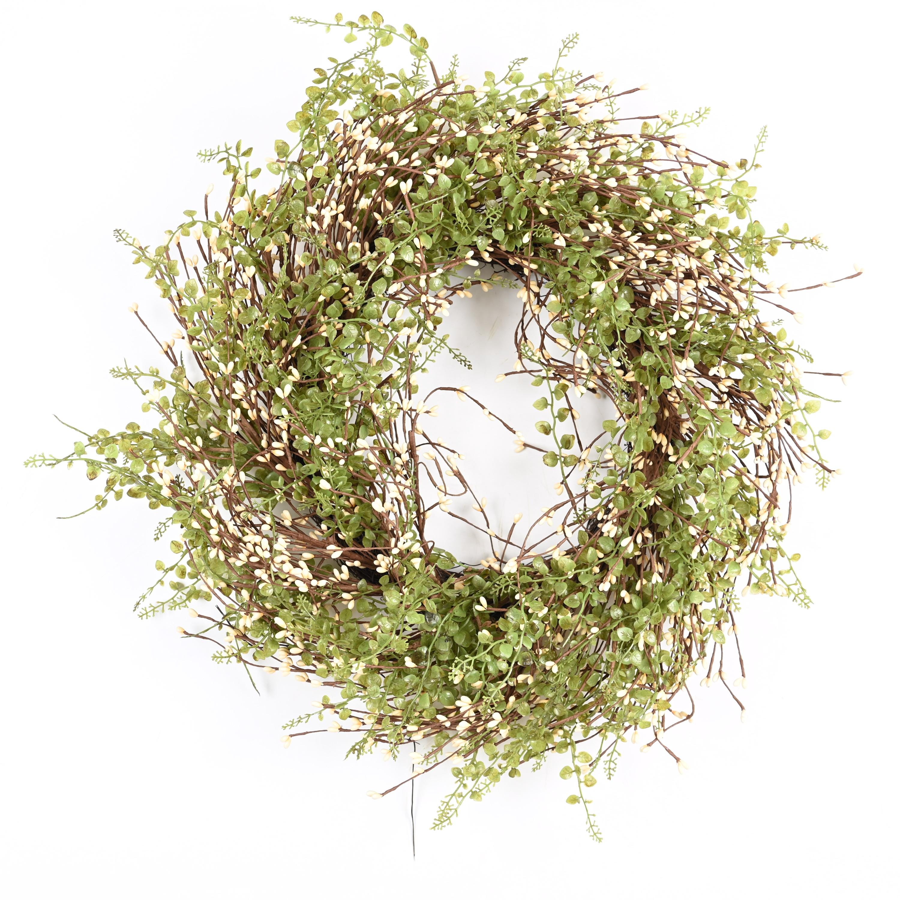 Couronne Décoration Saisonnière Couronne D'automne Artificielle 61 Cm - Eucalyptus Et Grains De Maïs - Décoration De Porte D'entrée, Récolte