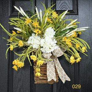 26" hydrangea Basket wreaths for front door wreaths Baskets for Door, Outdoor Decor, Door Wreaths, Every day Decor, Gift