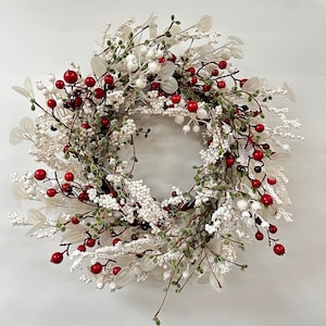 Front door wreath Spring Every day RedBerry Christmas wreath winter wreath Gift wreath 24"wreath