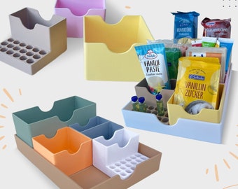 Suministros para hornear/Almacenamiento para cocinar/Organizador modular para polvo de hornear, levadura, mezcla de especias, Maggi, Knorr, azúcar de vainilla, saborizantes y compañía.