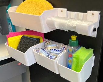 Almacenamiento variable en la puerta - cocina - puerta de armario - sistema modular - combinable libremente - artículos de limpieza - organizador de puertas - cajas para puertas