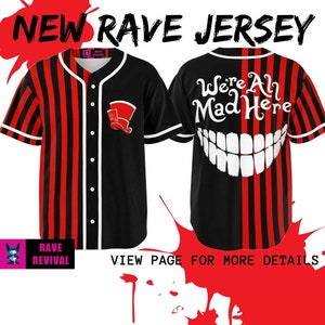 Rave Jersey Mad Hatter Rave Jersey Were all Mad Here Rave mens Rave Outfit Alicia en el país de las maravillas Rave jersey Chesire Cat Jersey Regalo para él