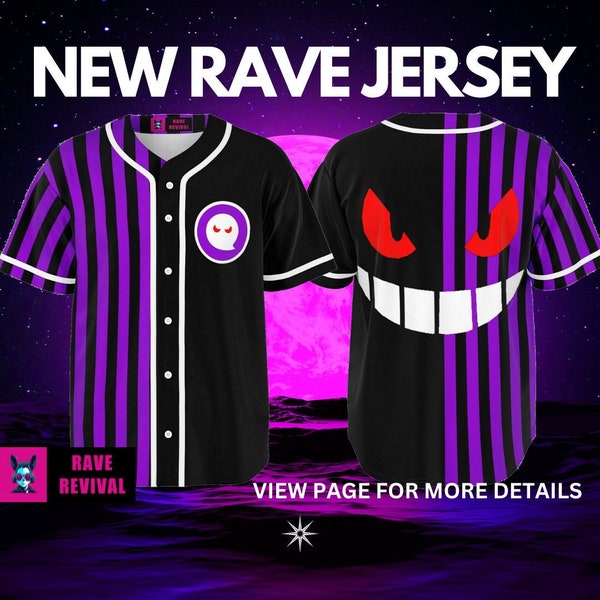 Rave Jersey Gengar Rave Jersey Pokemon Rave mens Rave Outfit Mens Rave kleding Purple Rave jersey Womens Jersey Cadeau voor hem Cadeau voor haar