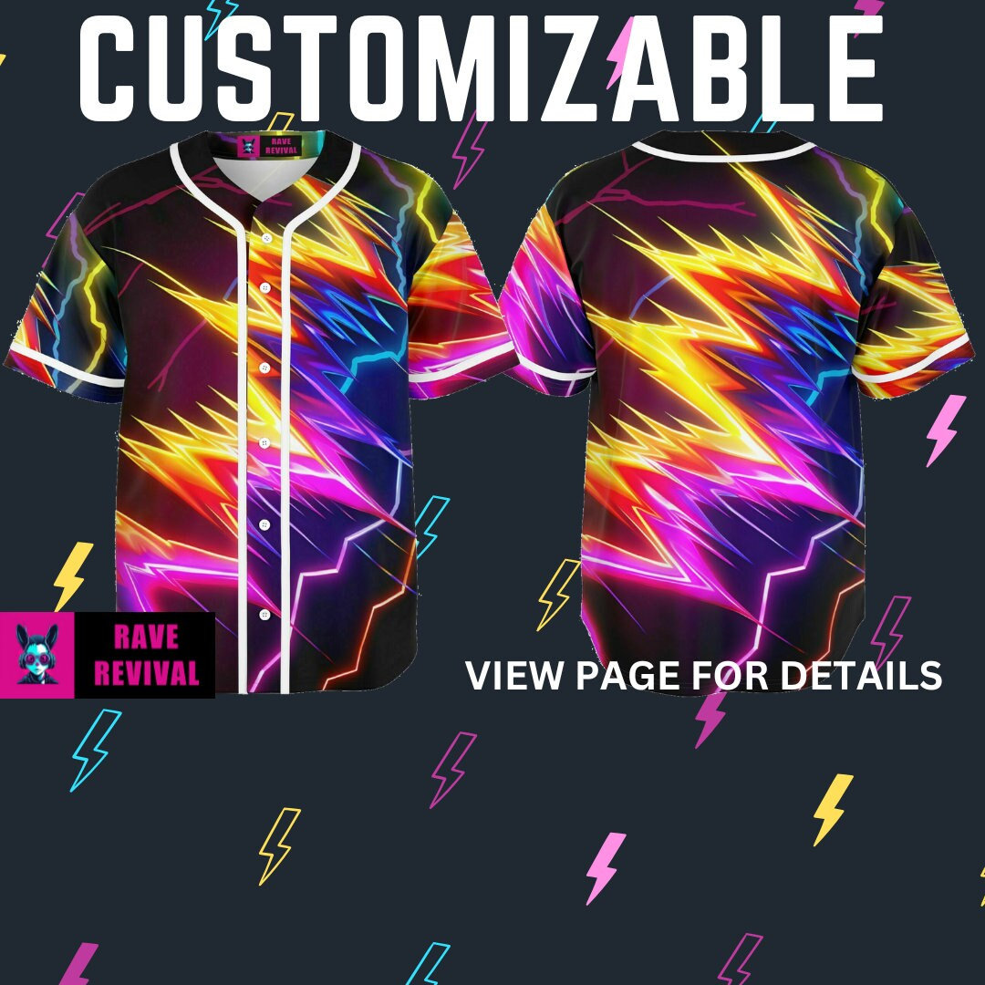 Teletech Rave Jersey Rave Jersey Colorful Lightning Customizable Festival Outfit Mens Rave ...