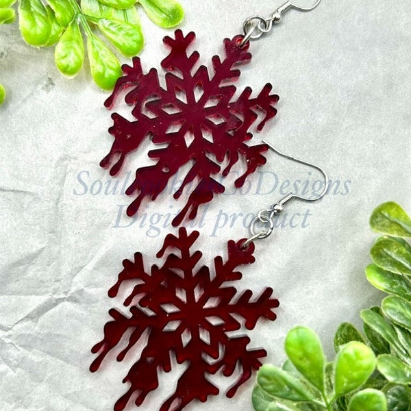 Glowforge Laser Creepmas Bloody Snowflake Christmas Acrylic Earrings File Digital Download SVG