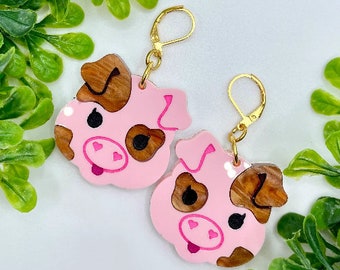 Glowforge Laser Pig Acrylic Earrings File Digital Download SVG