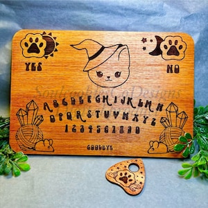 Glowforge Laser Witch Cat Ouija Board and Planchette File Digital Download SVG