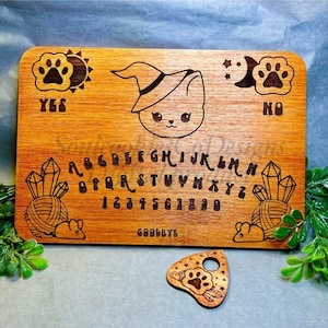 Tabla Ouija y Planchette de Gato Brujo Láser Glowforge Descarga Digital SVG
