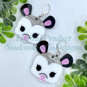 Glowforge Laser Forest Friends Possum Boucles d'oreilles acryliques multicouches fichier SVG en téléchargement numérique