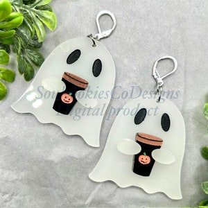 Orecchini acrilici Glowforge Halloween Pumpkin Spice Ghost File download digitale SVG