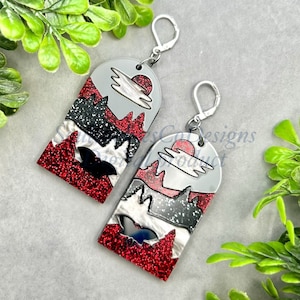 Glowforge Laser Mothman Arch Multi Layer Acrylic Earrings File Digital Download SVG