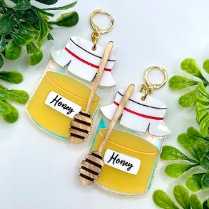 Glowforge Laser Honey Jar Strawberry Jam Layered Acrylic Earrings File Digital Download SVG