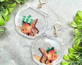 Glowforge Fishbowl Earrings SVG, Goldfish or Betta Fish Design (Digital Download)