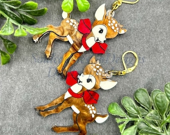 Glowforge Laser Christmas Reindeer Layered Acrylic Earrings File Digital Download SVG