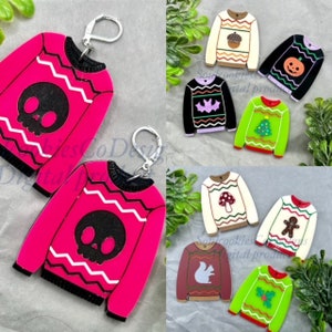 Glowforge 9 Different Sweater Designs Acrylic Earrings File Digital Download SVG