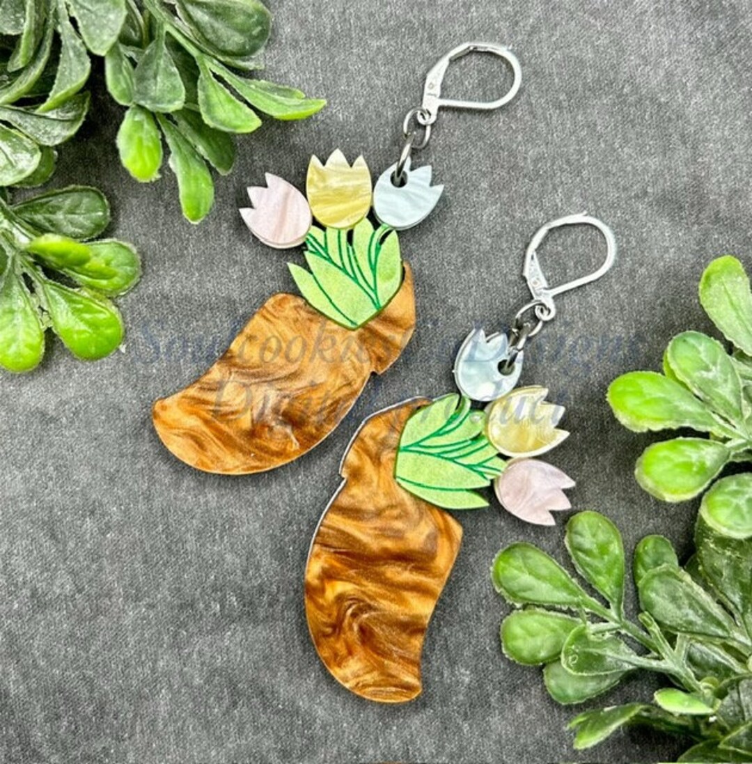 Glowforge Projects Spring Glowforge Laser Spring Wooden Clogs With Tulips Layered Acrylic ...