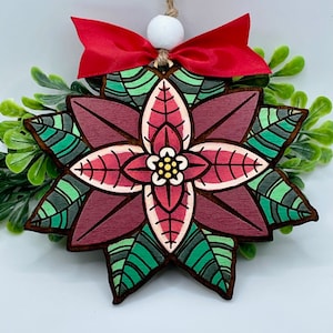 Glowforge Laser Poinsettia Christmas Ornament File Digital Download SVG